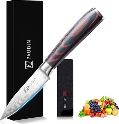 Image de 9 cm Couteau à légumes Tranchant Couteau à fruits Couteau à éplucher Couteau de cuisine Manche ergonomique Acier inoxydable allemand avec lame tranchante