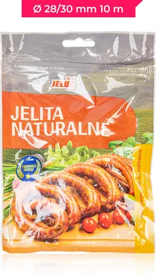 Zdjęcie produktu dla JELUX - Jelita naturalne wieprzowe 28/30 - 10 m do kiełbasy białej, podwawelskiej, śląskiej, wiejskiej, chorizo