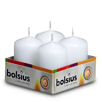 Obrázok produktu pre Bolsius stĺpové sviečky biele 60/40 mm 4er
