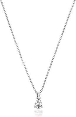 Produktbild von Funkelndes Feuer 18 Karat (750) Weißgold Damen - Diamant Anhänger mit Kette Brillant-Schliff 0.10 Karat H - SI2 - 46cm; TRS3473618KW
