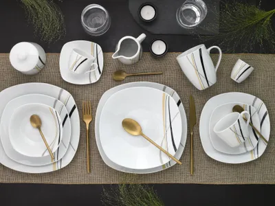 Produktbild von CreaTable, 22537, Square City Line, Kombiservice 62-tlg, Porzellan