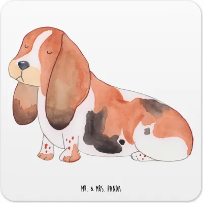 Produktbild von Mr. & Mrs. Panda Getränkeuntersetzer Hund Basset Hound 15er Set - Weiß - Geschenk, Getränke-Untersetzer, Coaster, Tassenuntersetzer, Untersetzer Gläser, Süß, Vierbeiner