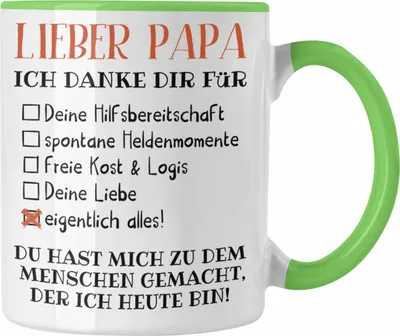 Produktbild von Trendation - Bester Papa Geschenk Vatertag Tasse mit Spruch Vater Geschenk von Tochter Sohn (Grün)