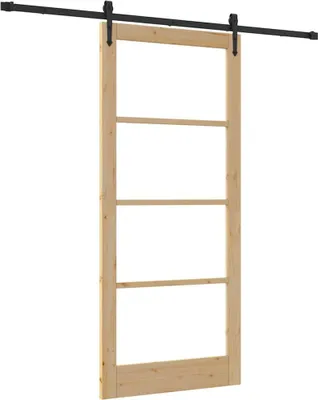 Immagine prodotto di vidaXL Porta scorrevole ORKDAL Naturale 93 x 211 cm in legno massello di pino e vetro