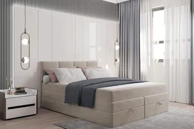 Produktbild von TRADA Prado Boxspringbett 180x200 Polsterbett mit Taschenmatratze 2 Betkkasten  Hellbeige