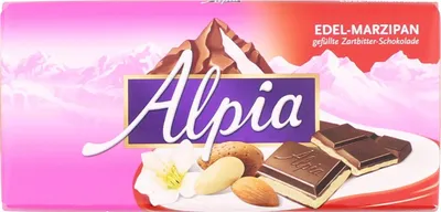 Produktbild von Alpia Edel Marzipan Zartbitterschokolade Füllung aus Marzipan 100g