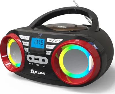 Produktbild von KLIM Boombox B3 Tragbarer CD Player + FM Radio, CD, MP3, Bluetooth, AUX, USB, RGB LED + kabel- & kabelloser Betrieb mit wiederaufladbaren Akku blau