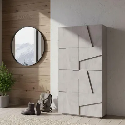 Immagine prodotto di Dmora Scarpiera Archibal 38x81x167h cm Grigio Cemento, 32 Paia 4 Ante Italy