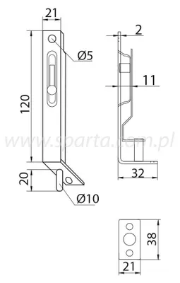 Produktbild von Zasuwa Drzwiowa czołowa patyna 110mm x 21mm Türverriegelung