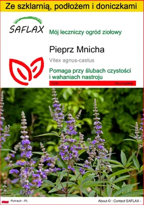 Zdjęcie produktu dla SAFLAX - Zestaw do uprawy - Pieprz Mnicha - 30 Nasiona - Z mini szklarnią, podłożem uprawowym i 2 doniczkami - Vitex agnus-castus