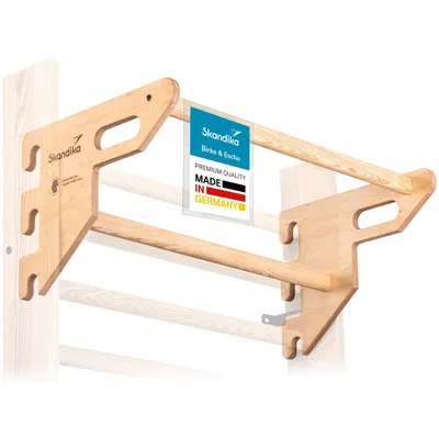 Produktbild von Skandika Vira Klimmzugstange Holz | [AS1.1] Germany, mit 2 Stangen, für Sprossenwand zum Einhängen, ohne Bohren oder Schrauben | Klimmzugstange