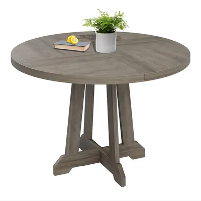 Produktbild von Runder Esstisch 180 cm – für 4–6 Personen – Holztisch im Landhausstil – stabiler Küchentisch mit X-Beinen – Grau