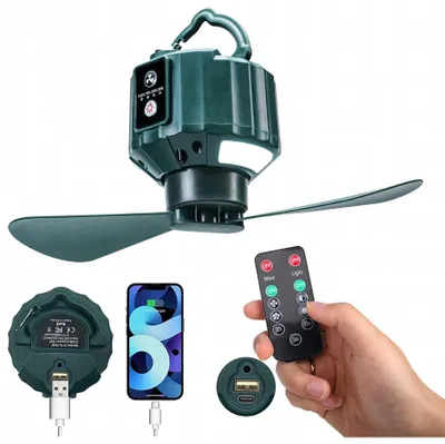 Produktbild von Tragbarer 2-in-1-Deckenventilator für Schlafzimmer, Zelt oder Biwak, USB, 5200 mAh
