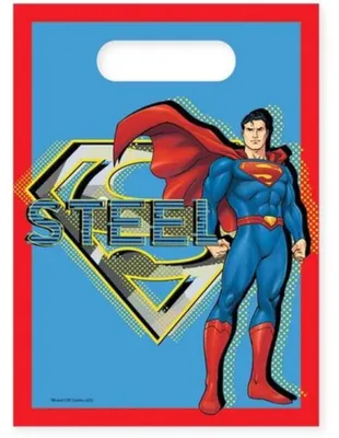 Produktbild von "Superman Krypton" Partydeko Artikel Variante: 6 Geschenktüten Kunststoff
