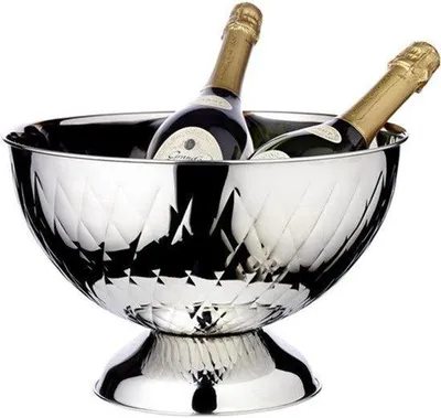 Productafbeelding van Champagneschaal Ponza - Ø 32 Cm Hoogte 25 Cm - Roestvrij Staal Zilver - Wijnkoeler - Drankkoeler - Dubbelwandig - Voor 5 Flessen