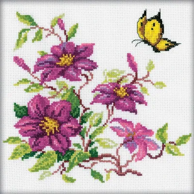Immagine prodotto di Kit per punto croce "Clematis", modello n. 145, motivo numerato, 20x20 cm