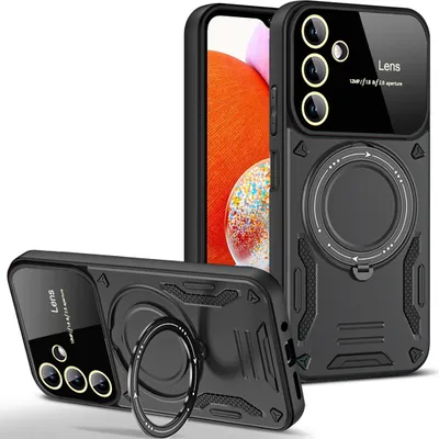Produktbild von Rüstung Handyhülle für Samsung Galaxy A14 5G/4G Dual-Layer Magnetisches Ringhalter Ständer Hülle Schwarz