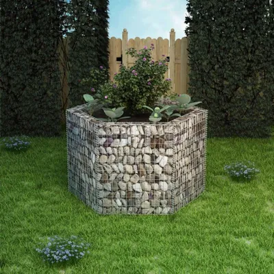 Immagine prodotto di Letto rialzato in gabbioni esagonali 160×140×100 cm