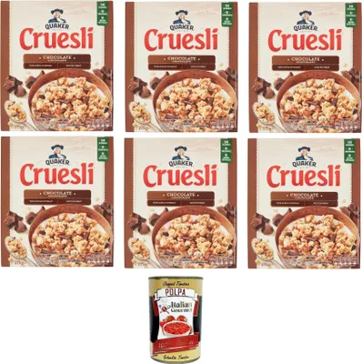 Produktbild von Cruesli Knusprige Getreideflocken mit Schokolade, 6x375 g + Italian Gourmet polpa 400g