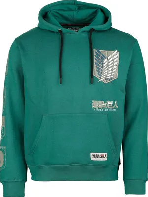Produktbild von Attack on Titan Hoodie L Grün Uni Wappen