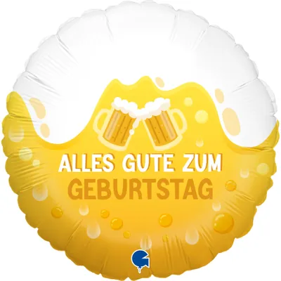 Produktbild von 18"/Ø46cm Folienballon "Alles Gute zum Geburtstag Biergläser"