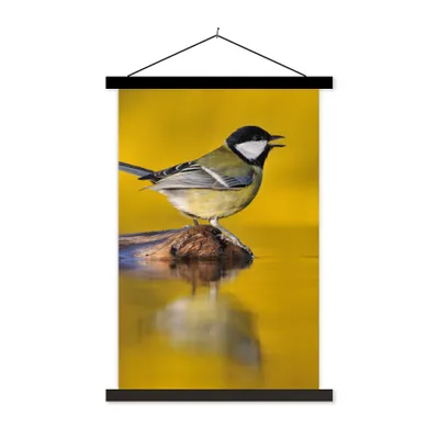 Produktbild von MuchoWow® Textilposter Kohlmeise - Vogel - Wasser 40x60 cm mit schwarzem Rahmen - Wanddekorationen