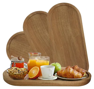 Image de Plateaux décoratifs ovales en bois d'acacia - Lot de 4