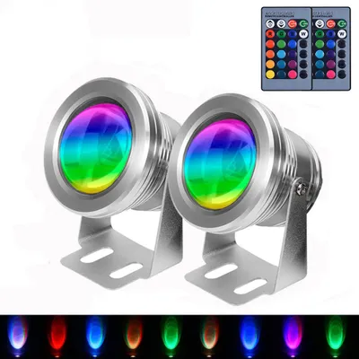 Produktbild von 2er Set 10W LED Unterwasser RGB Strahler Wasserdicht Teich Pool Licht Flutlicht Spotlight Garten Brunnen Aquarium Beleuchtung, Silber