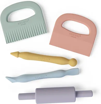 Productafbeelding van My Play kleiset voor kinderen – set van 5 accessoires – kleigereedschap – deegroller, golfsnijder, rechte snijder, stylus en boetseergereedschap