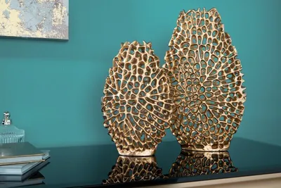 Produktbild von Vase Abstract Leaf 2er Set gold 43188