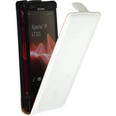 Produktbild von PhoneNatic Kunst-Lederhülle kompatibel mit Sony Xperia P - Flip-Case weiß + 2 Schutzfolien