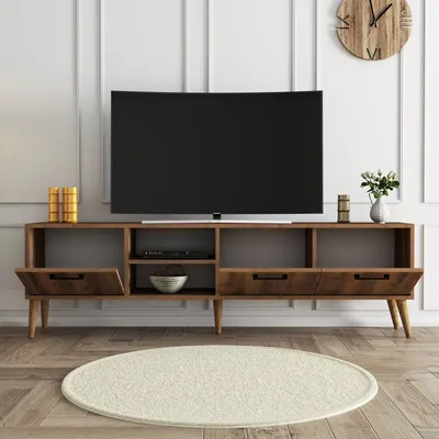Image de Skye Decor, meuble TV haut de gamme, noyer, 180 x 53 x 35 cm | Panneau de particules 100 % mélaminé, épaisseur 18 mm | Avec pieds en bois, design scandinave moderne pour votre intérieur.