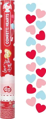 Produktbild von Konfettikanone Love is in the Air rot rosa hellblau Herzen 40 cm