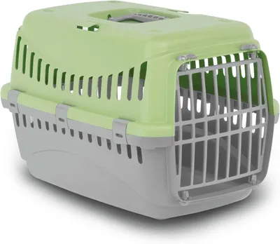 Imagen del producto de Caja de transporte para mascotas, de plástico, de 50 cm, con puerta, para animales de hasta 5 kg, ideal para el coche y los viajes