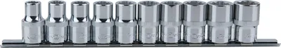 Steckschlüsselsatz 1/2 Zoll, 10-teilig, 10-19 mm, Zwölfkant