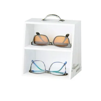 Produktbild von 2x Brillenregal Holz 2 Fächer Sonnenbrillenständer Brillengestelle Ständer Brillen Halter Brillenhalterung Holz Brillenhalter Brillenständer