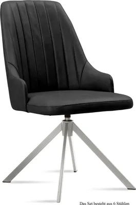 Produktbild von Esszimmerstuhl drehbar (6er-Set) Davorka 52x91x60 Edelstahl/Anthrazit