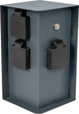 Produktbild von Grafner Edelstahl Design Gartensteckdose Dämmerungssensor, 3 Steckdosen, IP44, eckig, anthrazit, KEIN ROST – Pulverbeschichtung, Energiesäule Mehrfach Metall Außen Steckdose schwarz Helligkeitssensor