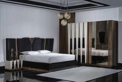 Productafbeelding van Slaapkamer set in zwart hout met een modern design