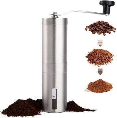 Image de Moulin à café artisanal en acier inoxydable avec broyeur en céramique, adapté à l'Aeropress, au café filtre, à l'espresso, à la cafetière à piston et au café turc.