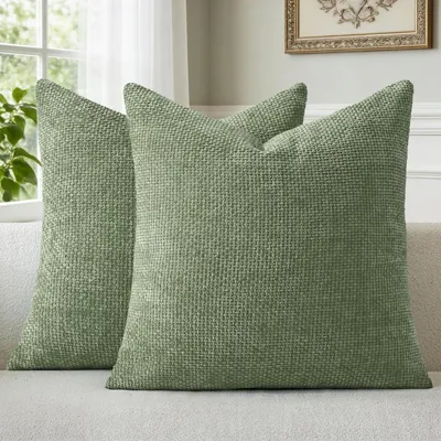 Produktbild von Kissenbezug 40x40 cm Grün Chenille 2er Set