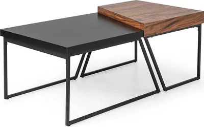 Produktbild von GOPLUS 2er Set Couchtisch, Satztisch mit Metallgestell, Sofatisch Kaffeetisch Vintage für Wohnzimmer & Büro