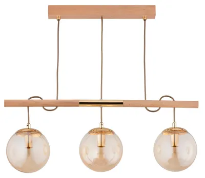 Obrázek produktu pro Závěsné svítidlo AXA, světlé dřevo – zlatá – jantarová, 3xE14x10W, rozměry: 70x66x15 cm, IP20, Alfa