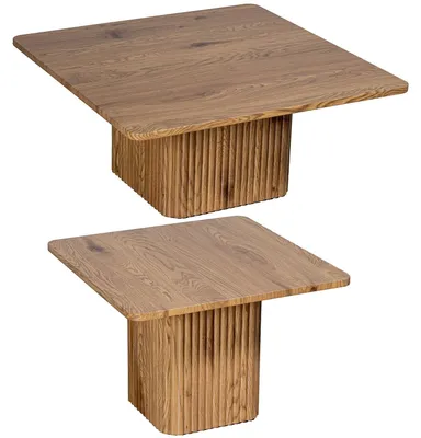 2er-Set quadratische Couchtische, MDF/Eichenpapier, 80x80x36 cm