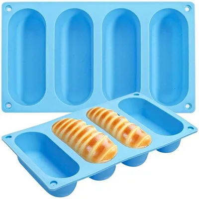 Produktbild von Famanu Hotdogbrotform - Silikon Backform - Antihaft - Hitzebeständig - 2 Stück - 22,1 x 13,1 x 3,8 cm