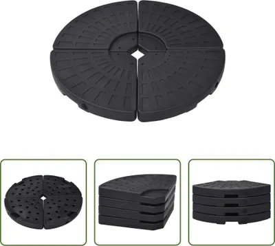 Image de The Living Store Pied de parasol en éventail 4 pcs. noir