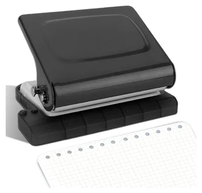 Produktbild von Verstellbarer 10-Loch-Locher für Ordner mit Positionierungsmarkierung, A4, B5, A5 Kapazitäten, kleiner und tragbarer Metalllocher für Nachfüllseiten, Personal, Tagesplaner (Grau)