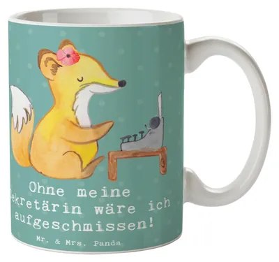 Produktbild von Mr. & Mrs. Panda haferl Sekretärin Helfer - Meeresbrise - Geschenk, Kaffeebecher, Berufsliebe, Sekretärinnen wertschätzen, schöne tasse, Spruch, Wertschätzung, Becher