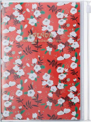 Produktbild von MARK'S 2024/2025 Taschenkalender B6 vertikal, Flower Pattern // Red