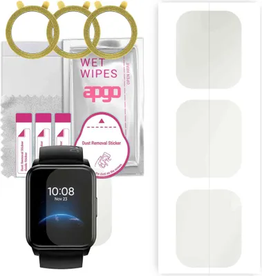 Produktbild von apgo 3 Stück Schutzfolie, Matt, kompatibel mit Realme Watch 2 Smartwatch, Hydrogel Displayschutzfolie mit Positionierhilfe, Displayfolie, robust und kratzfest